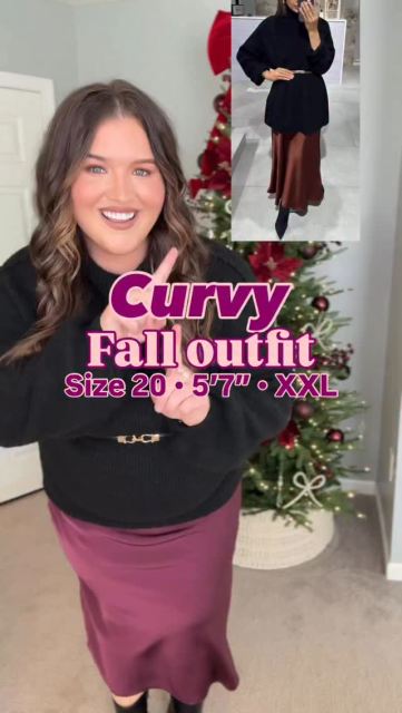 Recreating this Fall Pinterest inspired outfit as a size 18/20 🖤🍷✨ Comment “OOTD” to get links 🔗 

Thanksgiving outfit inspo, cozy oversized black sweater, satin slip skirt, waist belt + black booties!

#amazon #amazonfashion #thanksgivingoutfit #affordablefashion #plussizefashion #fallfashion #outfitoftheday #everydaystyle #pinterestoutfit