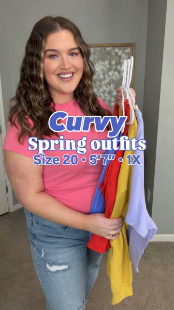 #walmartpartner Encouraging you to add a splash of color to your wardrobe 🍓🩵🌼 Plus size approved pieces on a budget that are cute + comfortable for everyday wear. What color will you be adding to your closet? 🎨 Comment “WALMART” for links 🔗 @Walmart #walmartfashion #casualoutfits #springoutfits  #plussizefashion