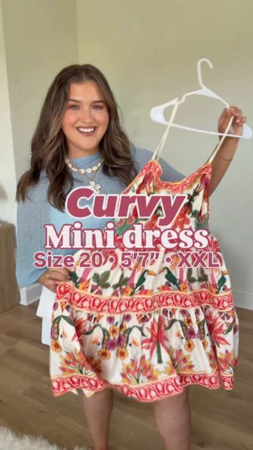 How gorgeous is this mini dress for Summer 🏝️🐚🌺 Great lightweight option for your next beach vacation or date night 🍸 Comment “DRESS” for links 🔗 #summeroutfits #amazonfashionfinds #plussizefashion #vacationoutfits #minidress