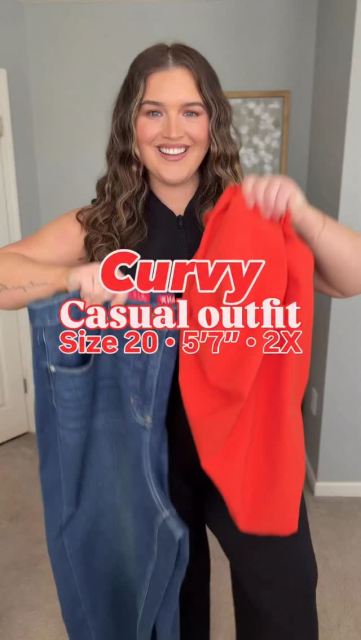 The most comfortable jeans I’ve put on my body 🤩👖🧡 Stretchy barrel jean style that compliments curves! Paired with this gorgeous asymmetrical top that has a hidden button to wear with a regular bra 🙌🏼 Comment “OUTFIT” for links 🔗 #casualoutfits #plussizefashion #everydaystyle #springoutfits #styleinspo